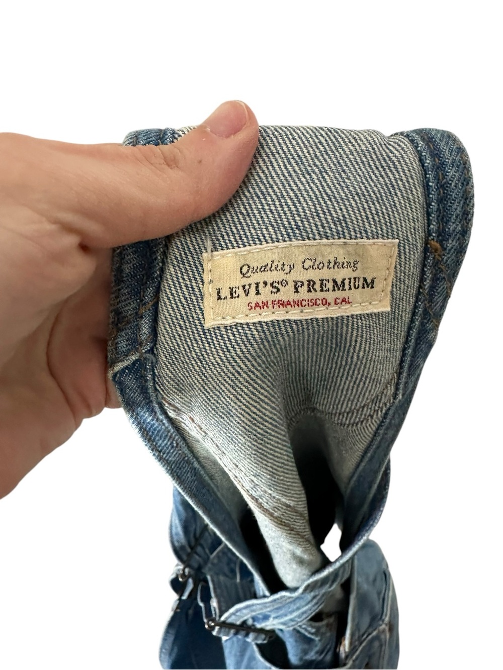 Levi’s Denim Short Overalls - Blue Raw Hem Small - Picture 6 of 6